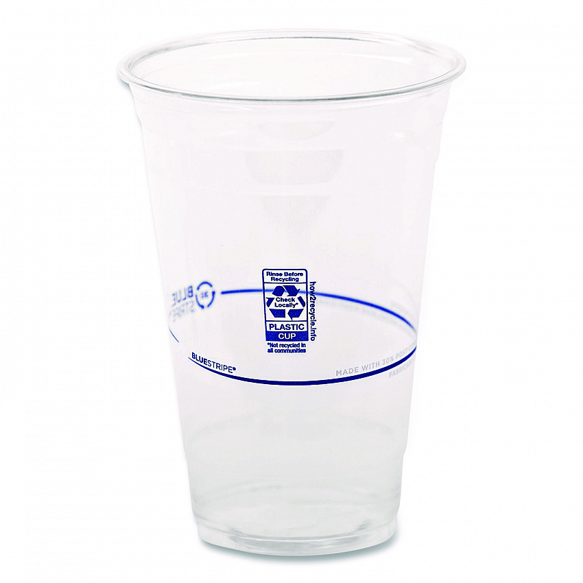 BlueStripe 25% Recycled Content Cold Cups, 20 oz, Plastic, Clear/Blue, 1,000/Carton (EPCR20)