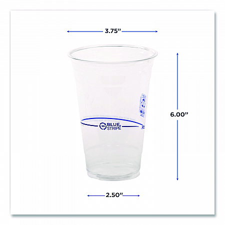 BlueStripe Recycled Content Clear Plastic Cold Drink Cups, 24 oz, 600/Carton (EPCR24)