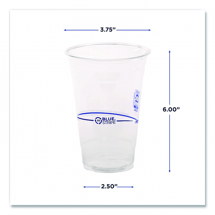 BlueStripe Recycled Content Clear Plastic Cold Drink Cups, 24 oz, 600/Carton (EPCR24)