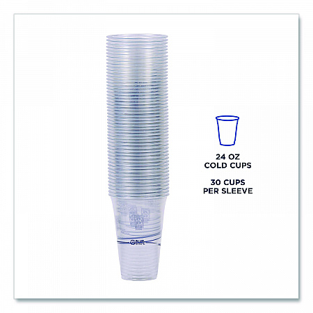 BlueStripe Recycled Content Clear Plastic Cold Drink Cups, 24 oz, 600/Carton (EPCR24)