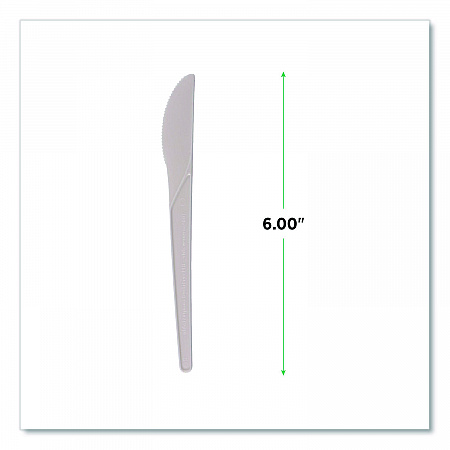 Plantware Compostable Cutlery, Knife, Plastic, Pearl White, 50/Pack, 20 Packs/Carton (EPS011)