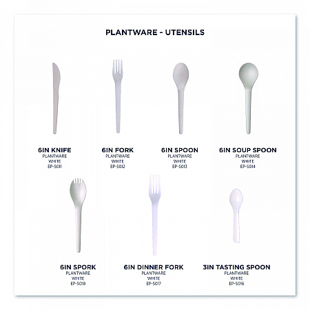 Plantware Compostable Cutlery, Knife, Plastic, Pearl White, 50/Pack, 20 Packs/Carton (EPS011)