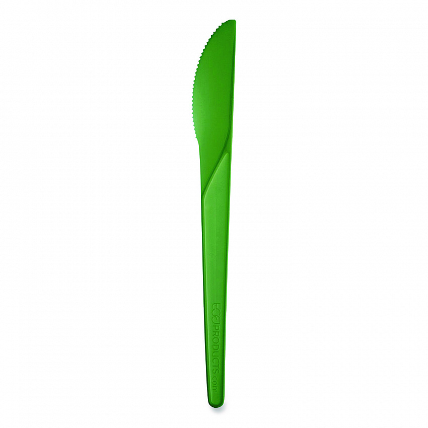 Plantware Compostable Cutlery, Knife, Plastic, Green, 1,000/Carton (EPS011G)