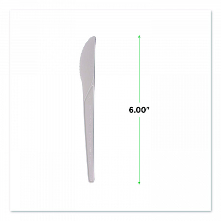 Plantware Compostable Cutlery, Knife, Plastic, White, 1,000/Carton (EPS011W)