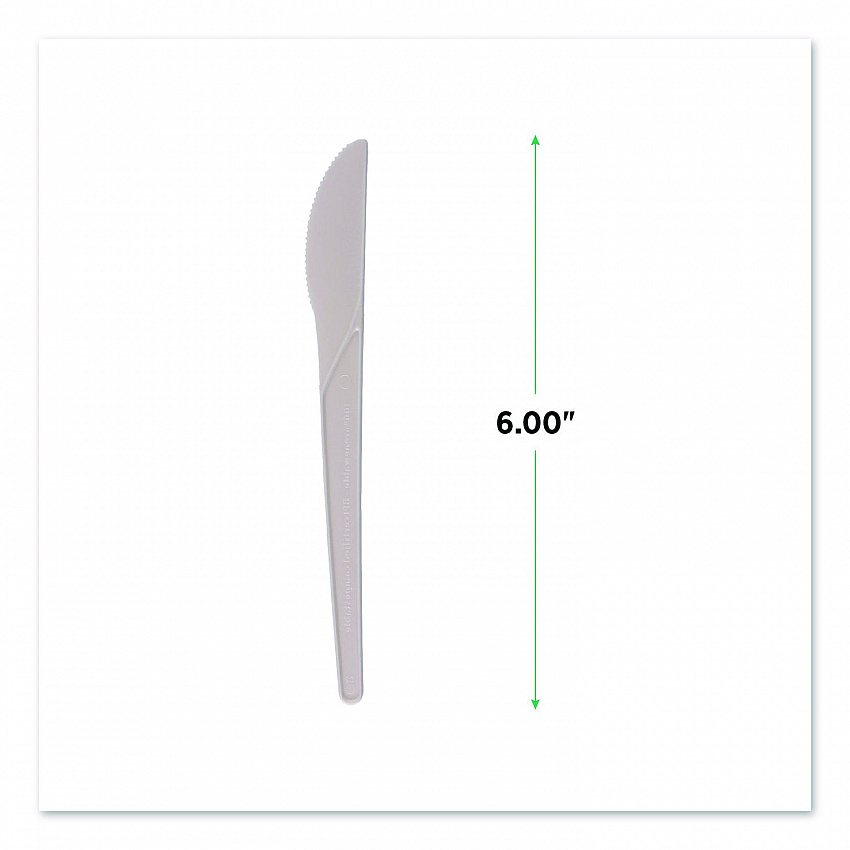 Plantware Compostable Cutlery, Knife, Plastic, White, 1,000/Carton (EPS011W)