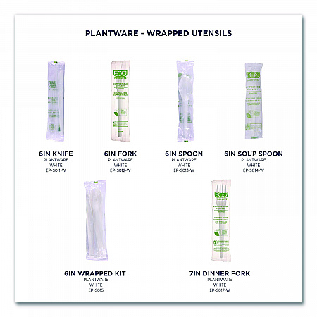 Plantware Compostable Cutlery, Knife, Plastic, White, 1,000/Carton (EPS011W)
