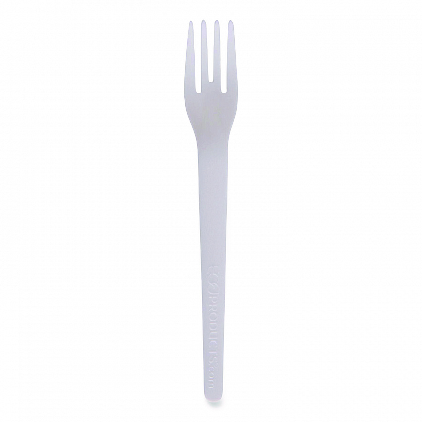Plantware Compostable Cutlery, Fork, Plastic, Pearl White, 50/Pack, 20 Packs/Carton (EPS012)
