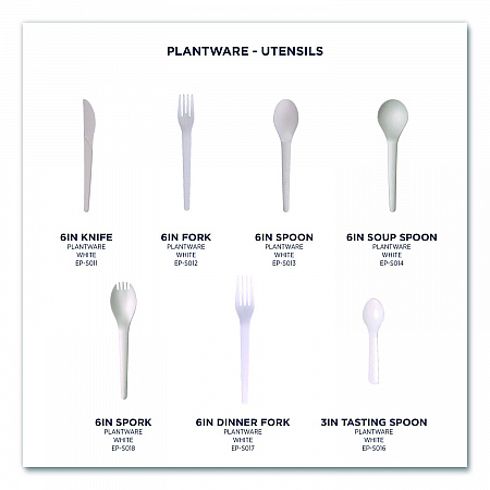 Plantware Compostable Cutlery, Fork, Plastic, Pearl White, 50/Pack, 20 Packs/Carton (EPS012)