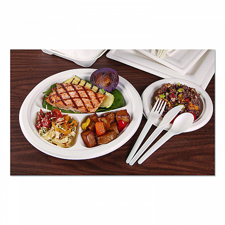 Plantware Compostable Cutlery, Fork, Plastic, White, 1,000/Carton (EPS012W)