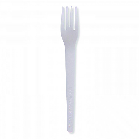 Plantware Compostable Cutlery, Fork, Plastic, White, 1,000/Carton (EPS012W)