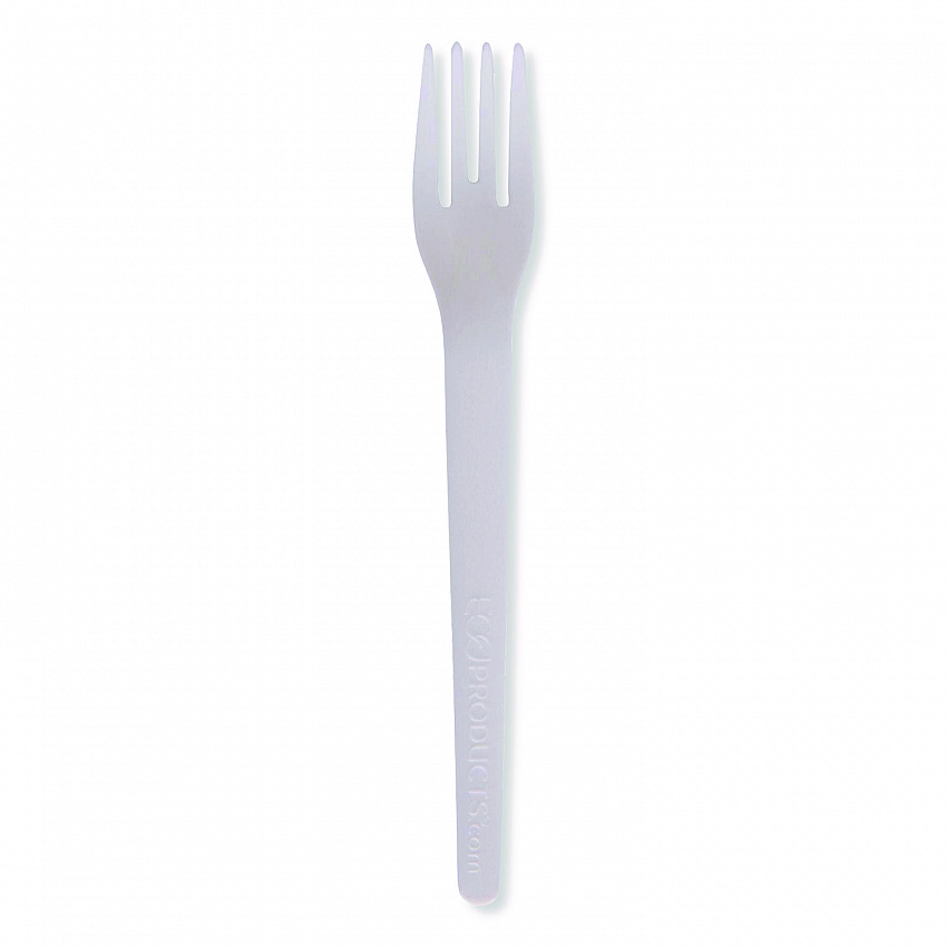 Plantware Compostable Cutlery, Fork, Plastic, White, 1,000/Carton (EPS012W)