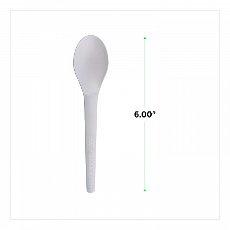 Plantware Compostable Cutlery, Spoon, Plastic, Pearl White, 50/Pack, 20 Pack/Carton (EPS013)