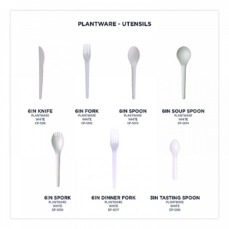 Plantware Compostable Cutlery, Spoon, Plastic, Pearl White, 50/Pack, 20 Pack/Carton (EPS013)