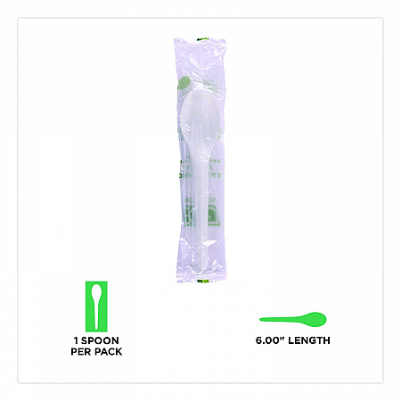 Plantware Compostable Cutlery, Spoon, Plastic, White, 1,000/Carton (EPS013W)