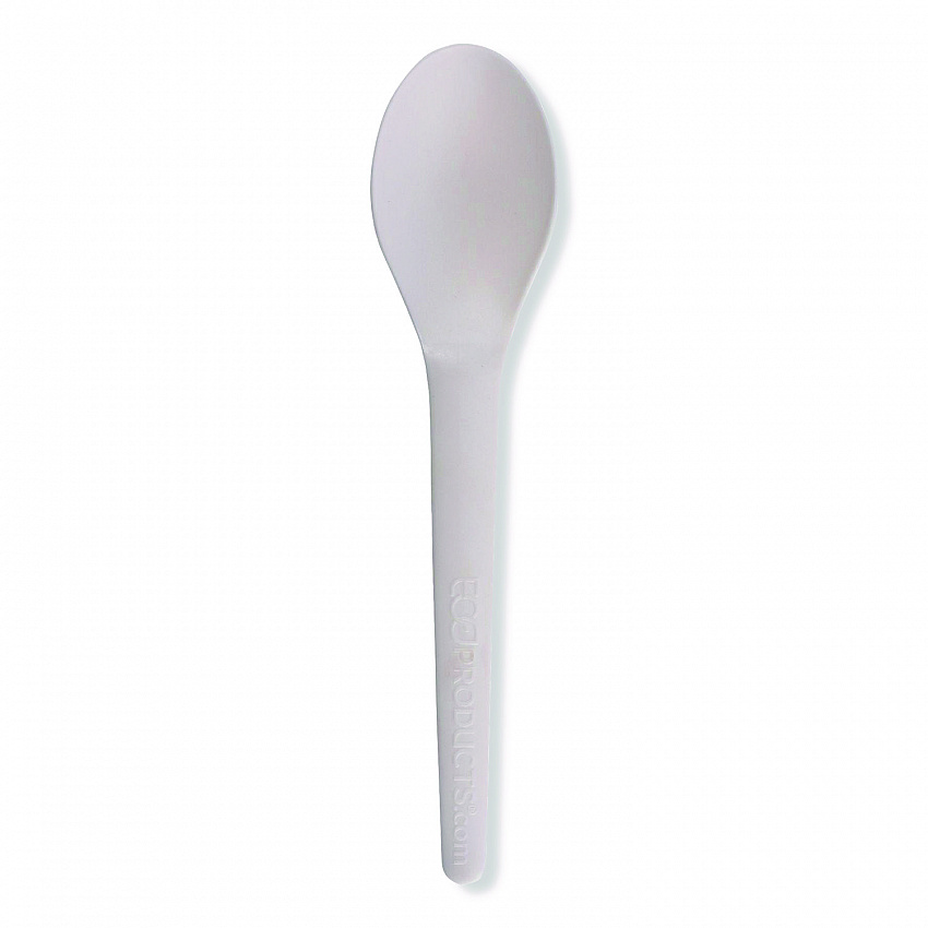 Plantware Compostable Cutlery, Spoon, Plastic, White, 1,000/Carton (EPS013W)