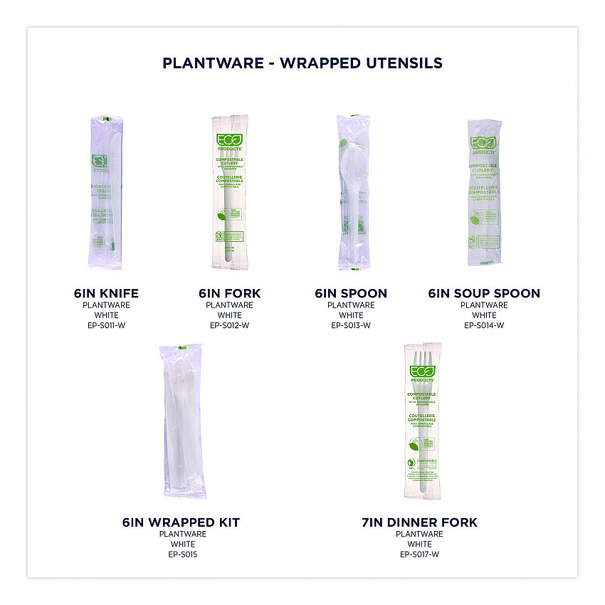 Plantware Compostable Cutlery, Spoon, Plastic, White, 1,000/Carton (EPS013W)