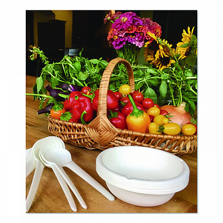 Plantware Compostable Soup Spoon, Heavyweight, Plastic, White, 50/Pack, 20 Packs/Carton (EPS014)