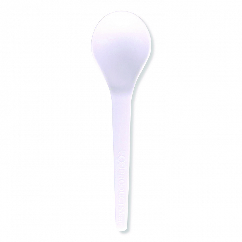 Plantware Compostable Soup Spoon, Heavyweight, Plastic, White, 50/Pack, 20 Packs/Carton (EPS014)