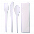 Plantware Compostable Cutlery Kit, Fork/Knife/Napkin/Spoon, Pearl White, 250 Kits/Carton (EPS015)