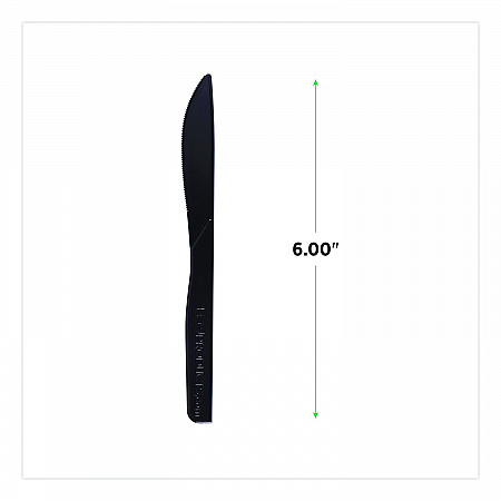 100% Recycled Content Cutlery, Knife, Plastic, Black, 50/Pack, 20 Packs/Carton (EPS111)