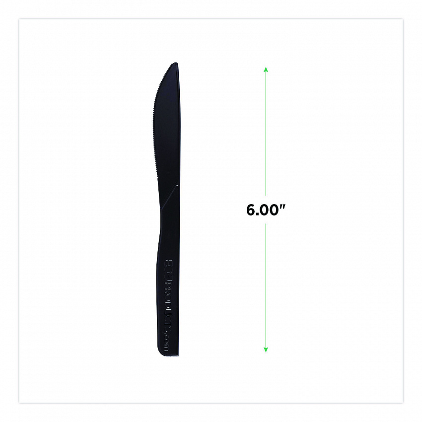 100% Recycled Content Cutlery, Knife, Plastic, Black, 50/Pack, 20 Packs/Carton (EPS111)