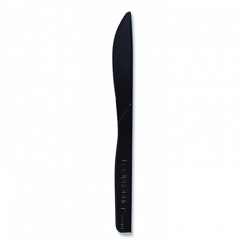 100% Recycled Content Cutlery, Knife, Plastic, Black, 50/Pack, 20 Packs/Carton (EPS111)