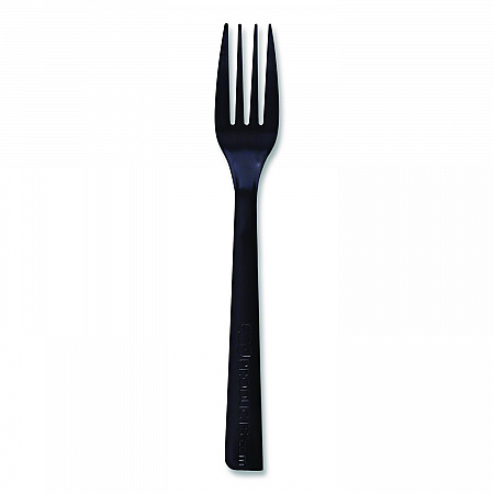 100% Recycled Content Cutlery, Fork, Plastic, Black, 50/Pack, 20 Packs/Carton (EPS112)