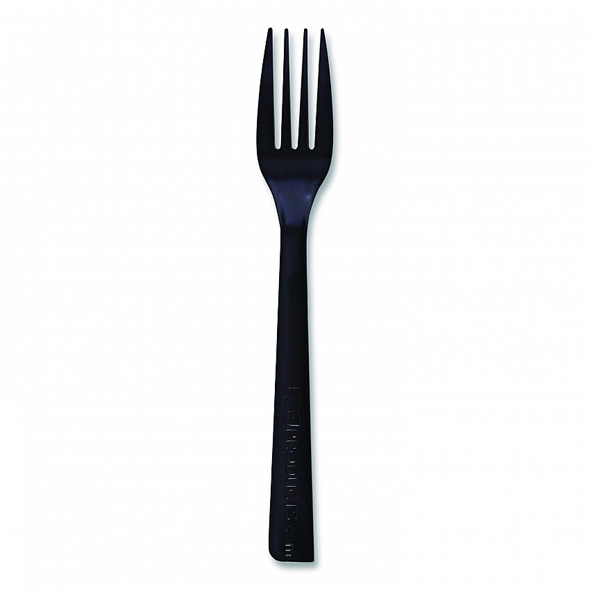 100% Recycled Content Cutlery, Fork, Plastic, Black, 50/Pack, 20 Packs/Carton (EPS112)