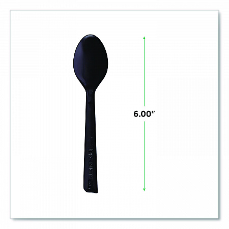 100% Recycled Content Cutlery, Spoon, Plastic, Black, 50/Pack, 20 Pack/Carton (EPS113)