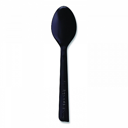 100% Recycled Content Cutlery, Spoon, Plastic, Black, 50/Pack, 20 Pack/Carton (EPS113)