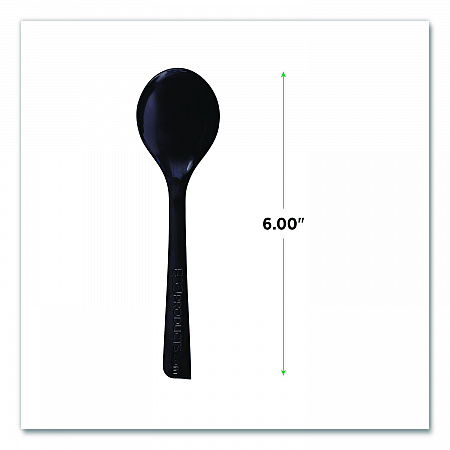 100% Recycled Content Cutlery, Soup Spoon, Plastic, Black, 50/Pack, 20 Packs/Carton (EPS114)