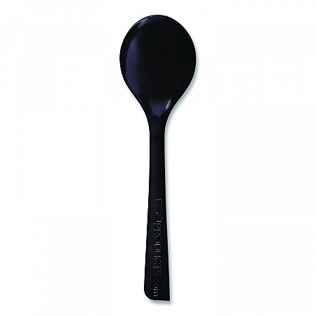 100% Recycled Content Cutlery, Soup Spoon, Plastic, Black, 50/Pack, 20 Packs/Carton (EPS114)