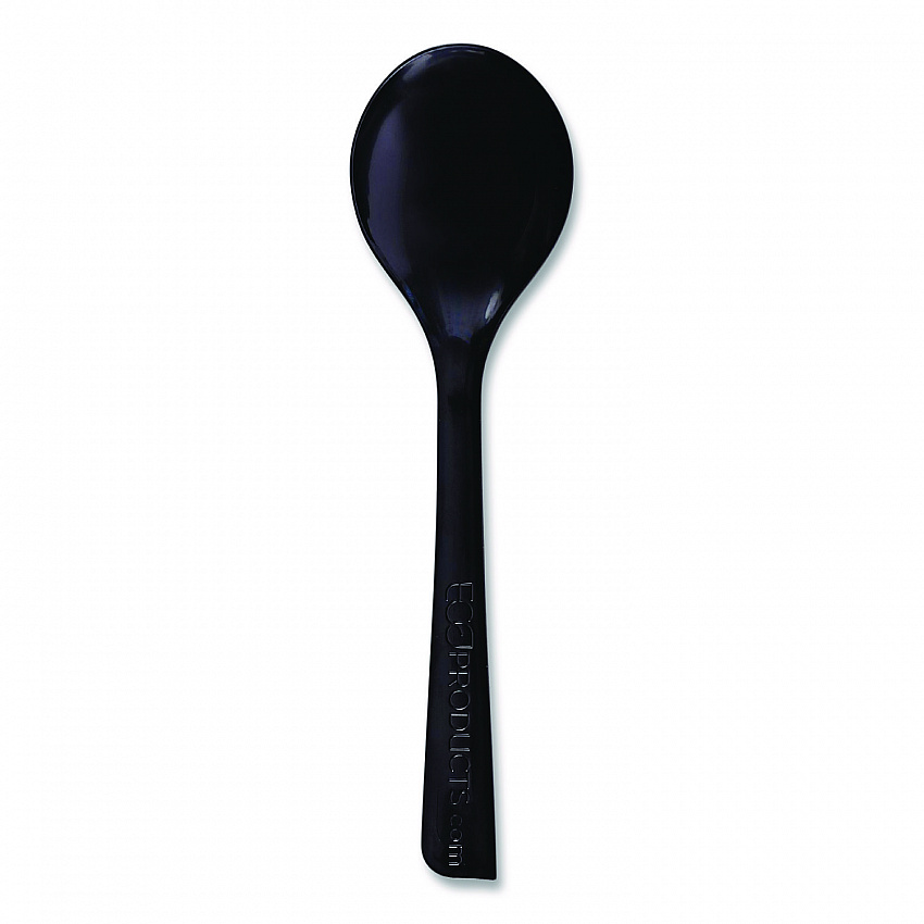 100% Recycled Content Cutlery, Soup Spoon, Plastic, Black, 50/Pack, 20 Packs/Carton (EPS114)