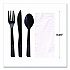100% Recycled Content Cutlery Kit, Heavyweight Fork/Knife/Soup Spoon/Spoon, Plastic, Black, 250/Carton (EPS115)