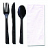 100% Recycled Content Cutlery Kit, Heavyweight Fork/Knife/Soup Spoon/Spoon, Plastic, Black, 250/Carton (EPS115)