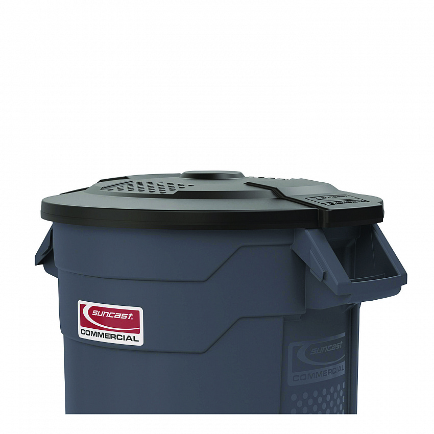 Utility Trash Can Lid for 32 gal Trash Can, 22.22" Diameter x 3", Black (TCU32GLIDD)