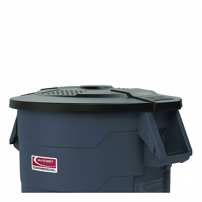 Utility Trash Can Lid for 44 gal Trash Can, 24.88" Diameter x 3", Black (TCU44GLIDD)