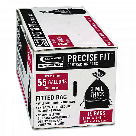 Precise Fit Contractor Bag, Open-Face, 55 gal, 3 mil, 41