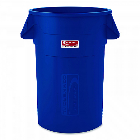 Injection Molded Utility Trash Can, 44 gal, Plastic/Resin, Blue (TCU44BL)