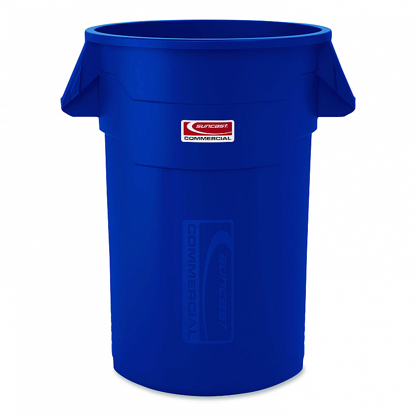Injection Molded Utility Trash Can, 44 gal, Plastic/Resin, Blue (TCU44BL)