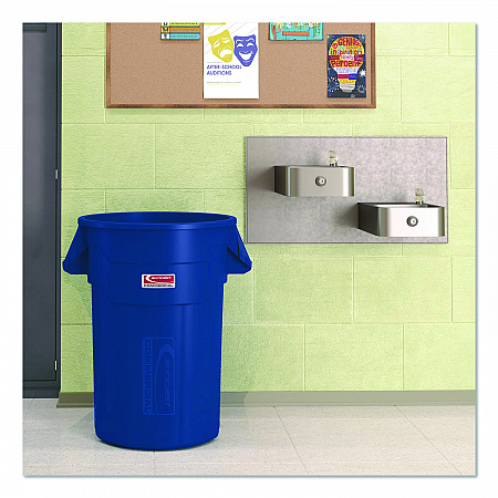 Injection Molded Utility Trash Can, 44 gal, Plastic/Resin, Blue (TCU44BL)