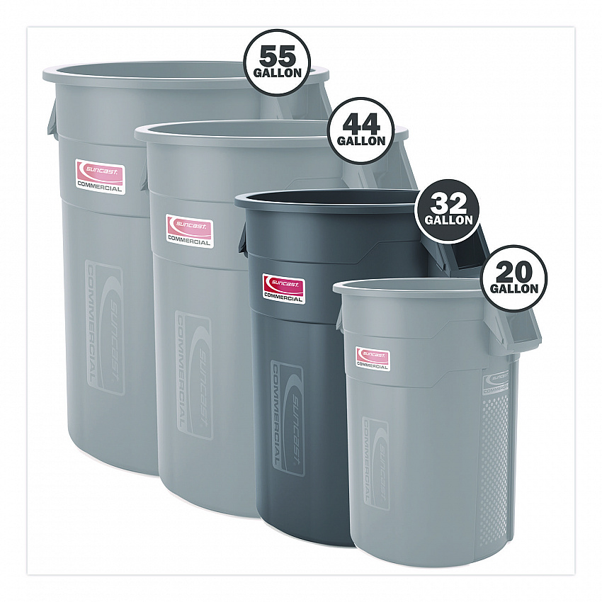 Injection Molded Utility Trash Can, 32 gal, Plastic/Resin, Gray (TCU32)