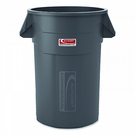 Injection Molded Utility Trash Can, 44 gal, Plastic/Resin, Gray (TCU44)