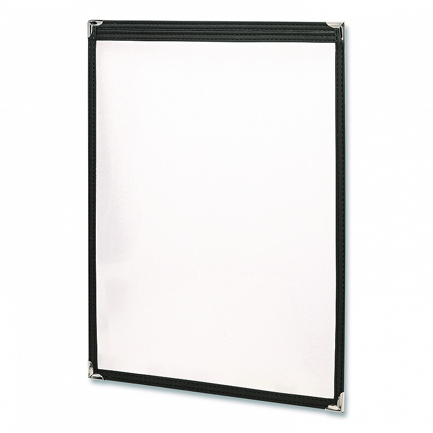 Menu Holder For 8.5 x 11 Menus, Portrait Orientation, 2-View, 9.3 x 12 Holder, Clear/Black/Silver, 10/Pack (SPLSMENU2)