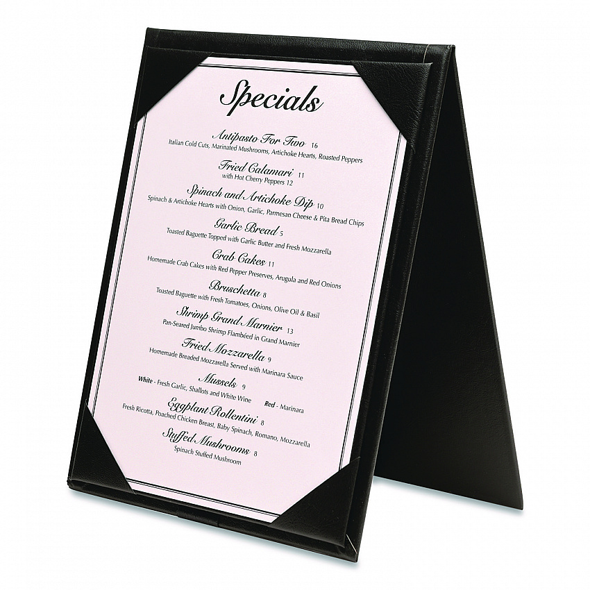 Table-Top Menu Holder, For 5 x 7 Menus, 5.6 x 7.6 Holder, Black (SPLSMENU5X7A)