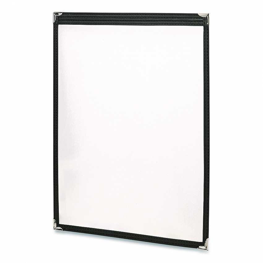 Menu Holder For 8.5 x 11 Menus, Portrait Orientation, 9.3 x 11.9 Holder, Clear/Black/Gold (SPLSMENU21PK)