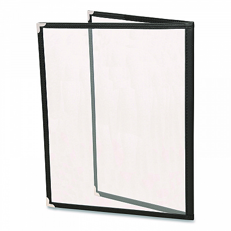 Menu Holder For 8.5 x 11 Menus, Portrait Orientation 4-View, 9.6 x 11.9, Clear/Black/Silver (SPLSMENU41PK)