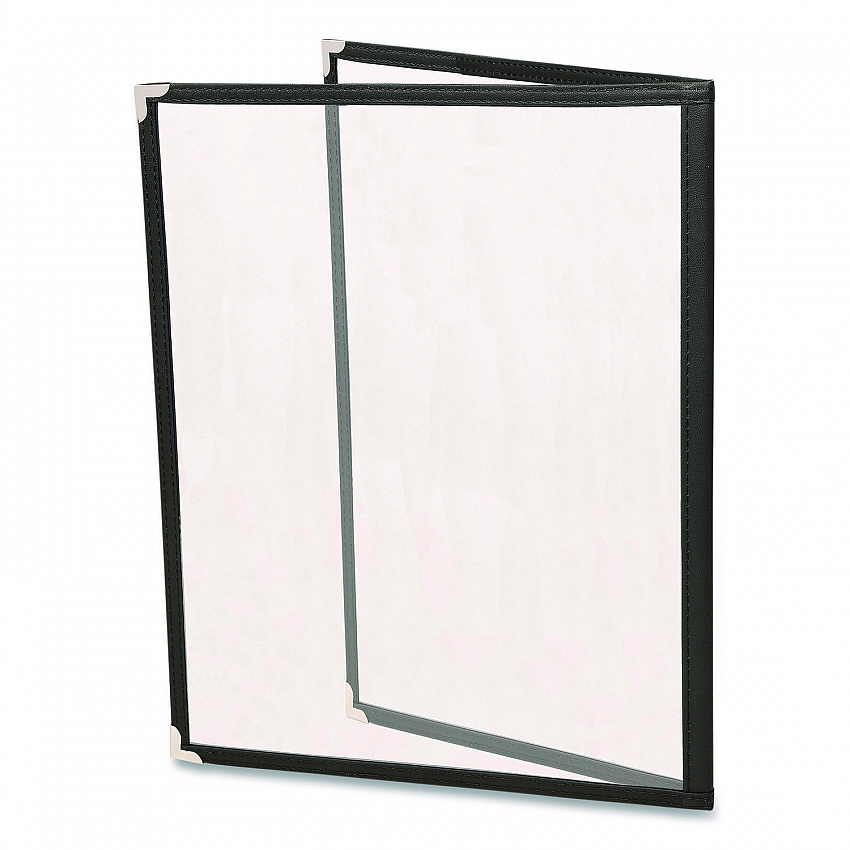 Menu Holder For 8.5 x 11 Menus, Portrait Orientation 4-View, 9.6 x 11.9, Clear/Black/Silver (SPLSMENU41PK)