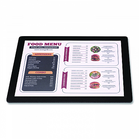 Menu Holder For 8.5 x 11 Menus, Landscape Orientation, 12.6 x 10.2 Holder, Clear/Black (SPLSMENU8511)