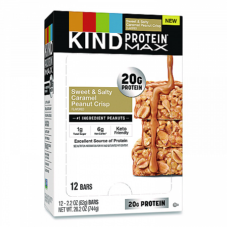 Protein MAX Bar, Sweet and Salty Caramel Peanut Crisp, 2.2 oz Bar, 12/Box (PHW43475)